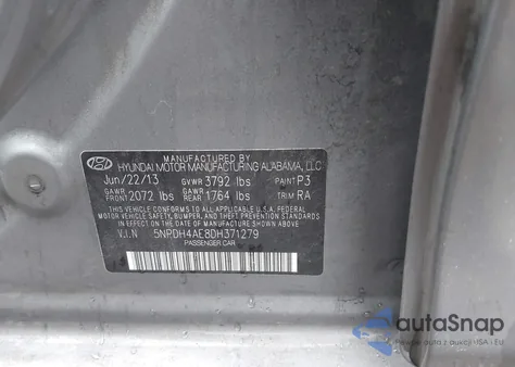 2013 Hyundai Elantra Gls from USA, damaged, VIN 5NPDH4AE8DH371279